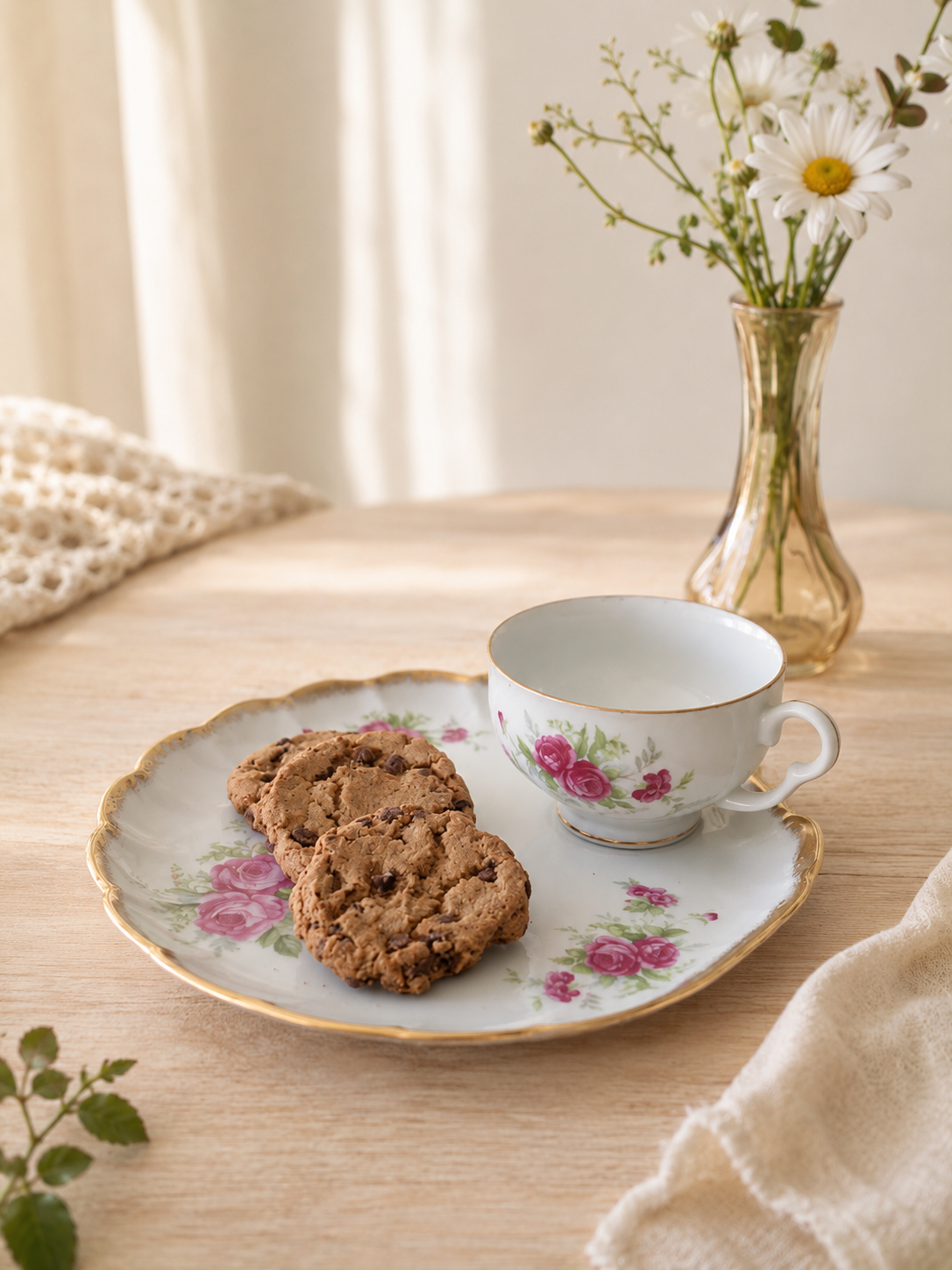 westville, fine china, japan, porcelana japonesa, snack set, rosas rosas, filo dorado, vajilla vintage, mid-century, platillo festoneado, exportación japonesa, jardín romántico.