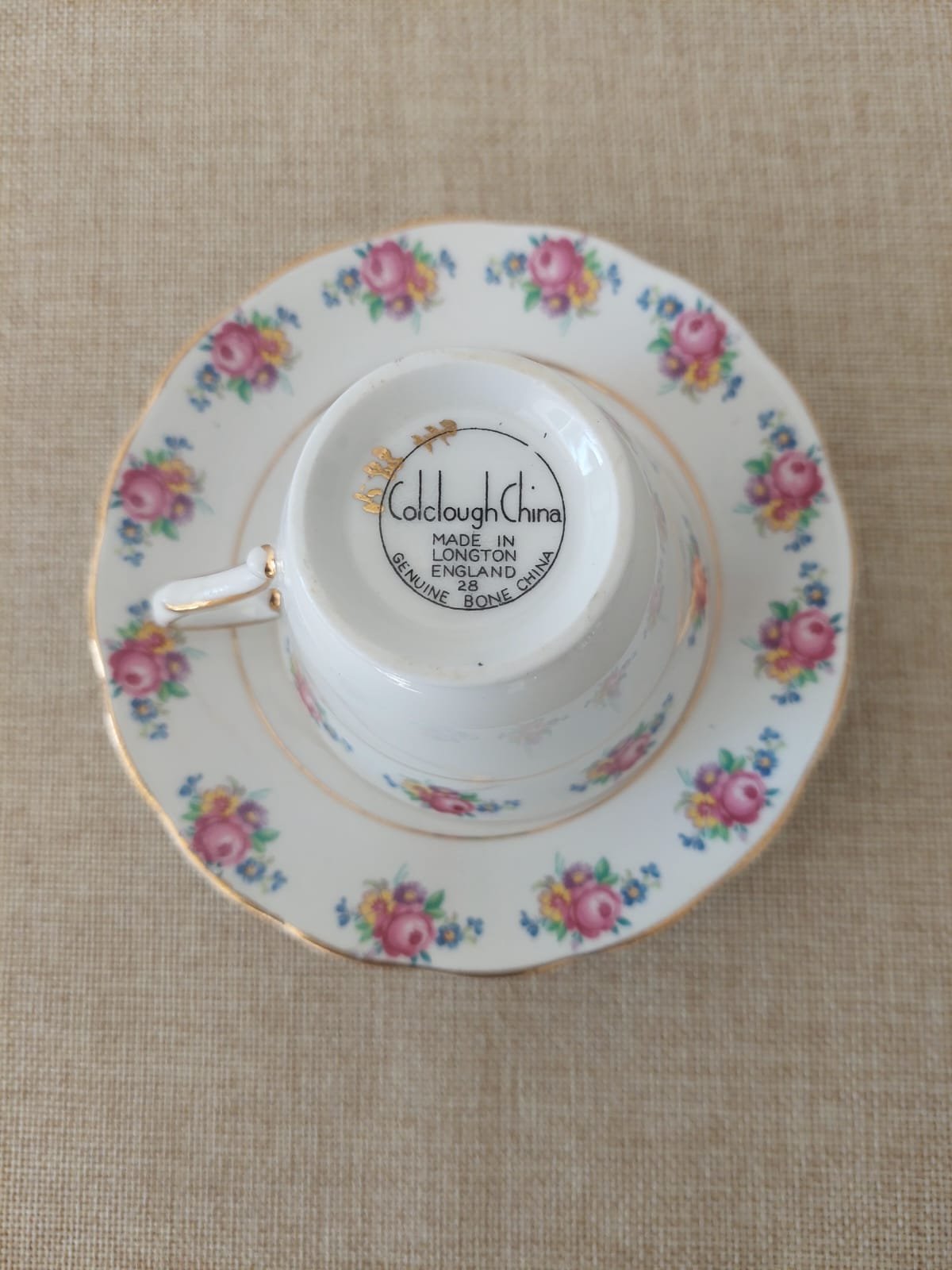 Dúo de Té de Porcelana Fina Inglesa Colclough "Amoretta Rose". - Imagen 3