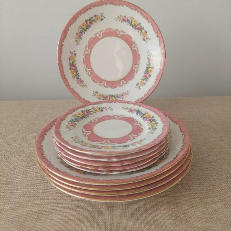 set-platos-porcelana-crown-staffordshire-tunis-pink