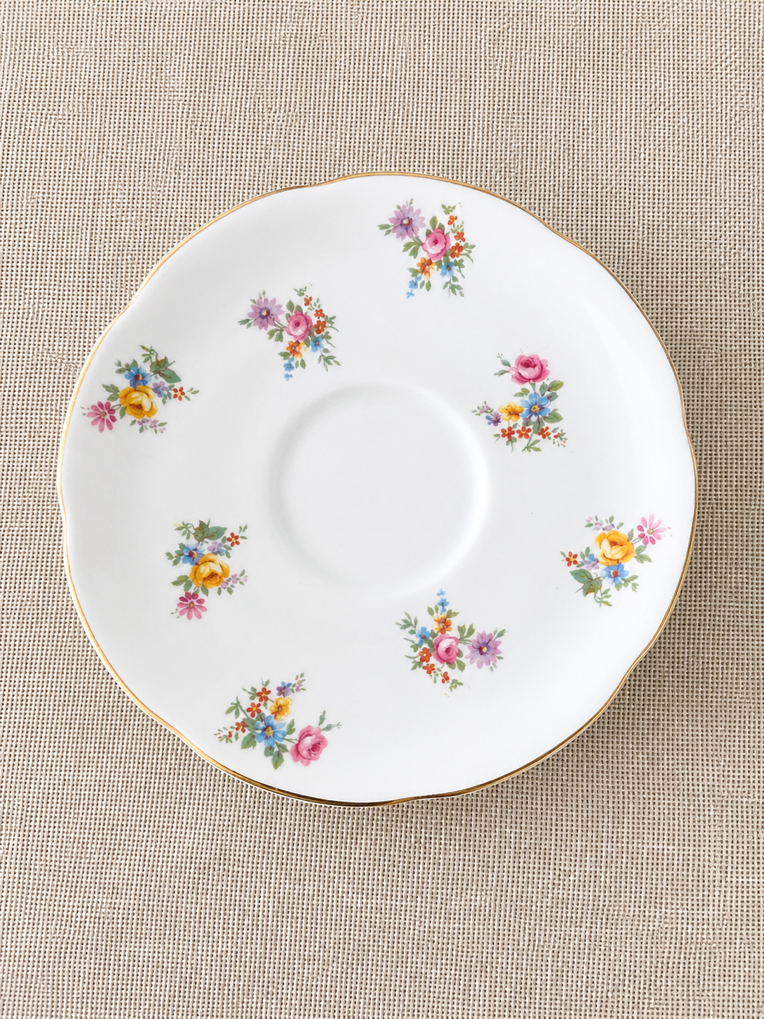 Set de 6 Platos de Té Vintage Royal Adderley "Floral" Bone China – Porcelana Inglesa - Imagen 5
