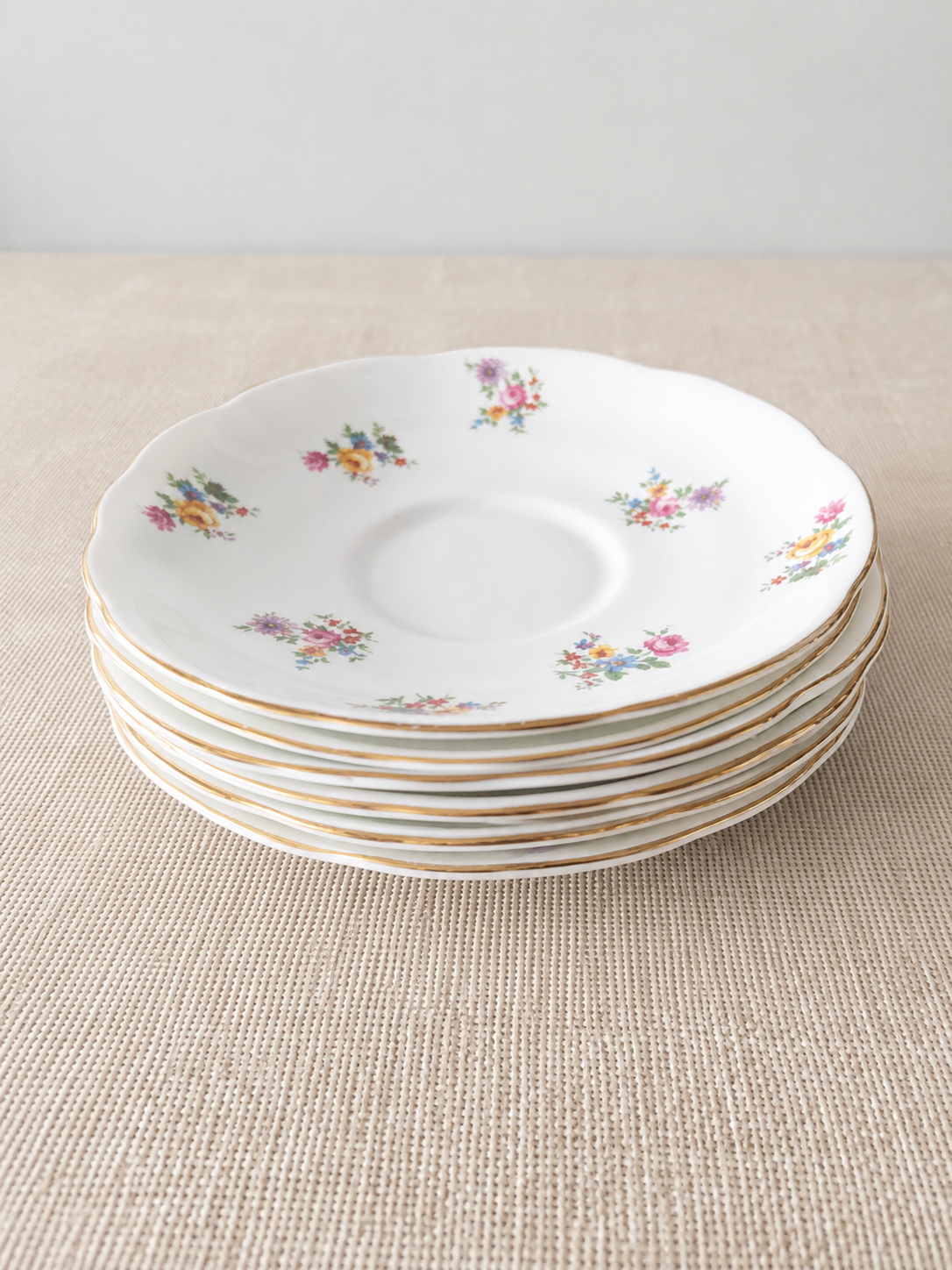 Set de 6 Platos de Té Vintage Royal Adderley "Floral" Bone China – Porcelana Inglesa - Imagen 4