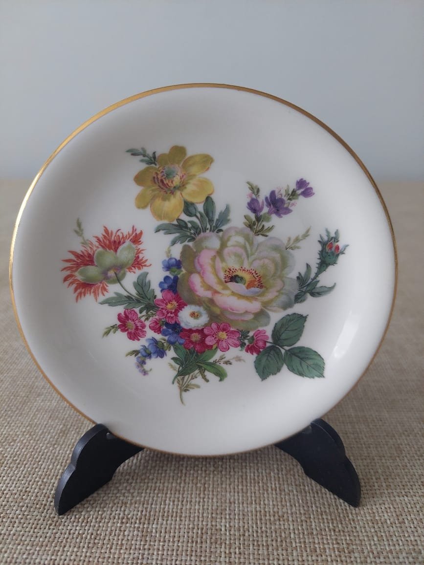 Despojador Vintage Caverswall England – Flores Multicolor y Borde Dorado - Imagen 3