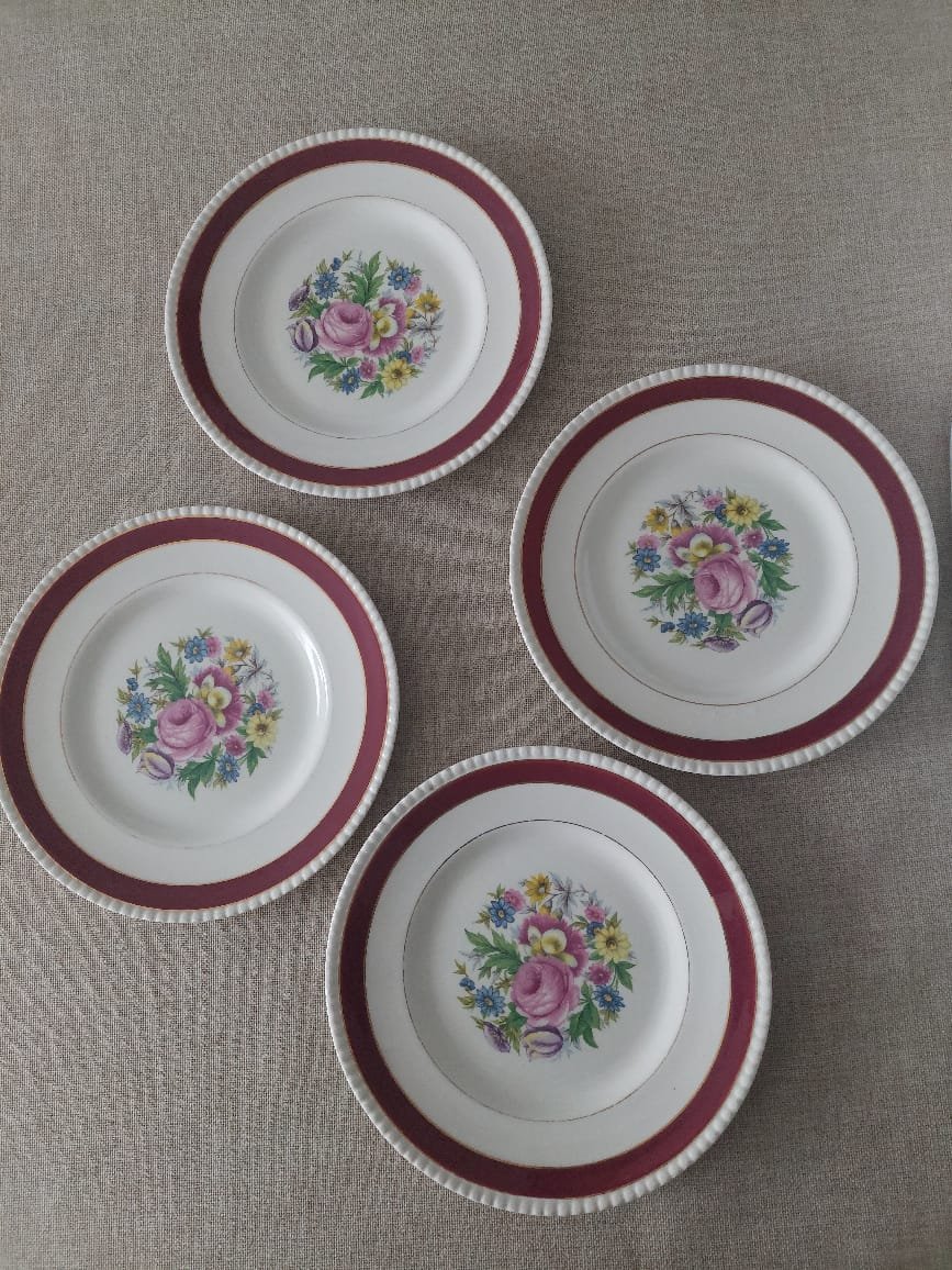 Set 4 Platos Vintage Soho Pottery “Murraygate” – Ambassador Ware England - Imagen 2