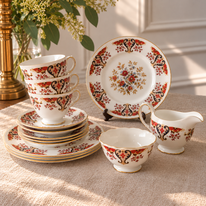 Colección Colclough “Royale” – 14 Piezas de Té Vintage en Bone China Inglesa