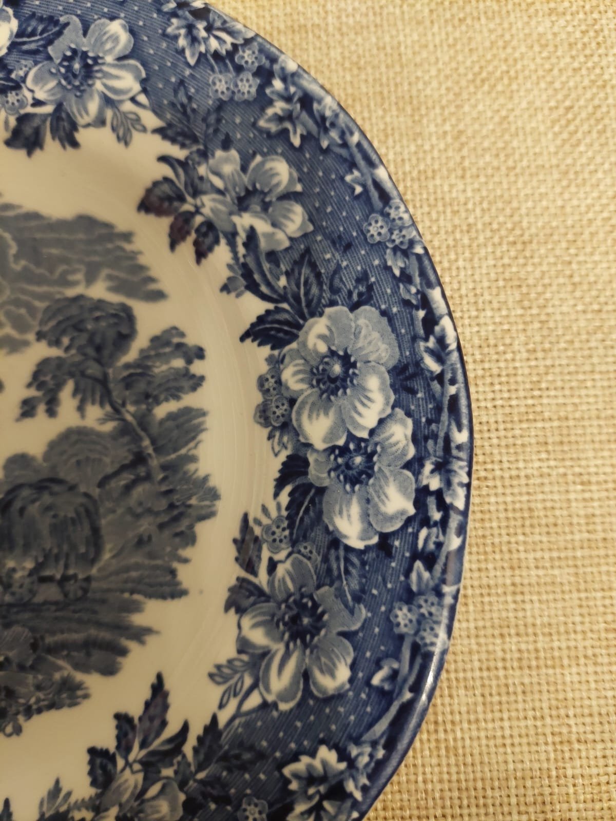 Plato de Postre Vintage Enoch Wedgwood “Woodland” – Loza Inglesa Azul - Imagen 4