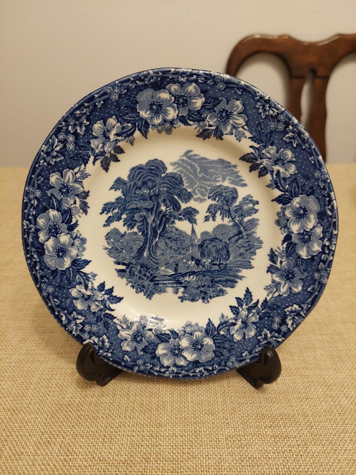 Plato de Postre Vintage Enoch Wedgwood “Woodland” – Loza Inglesa Azul - Imagen 2