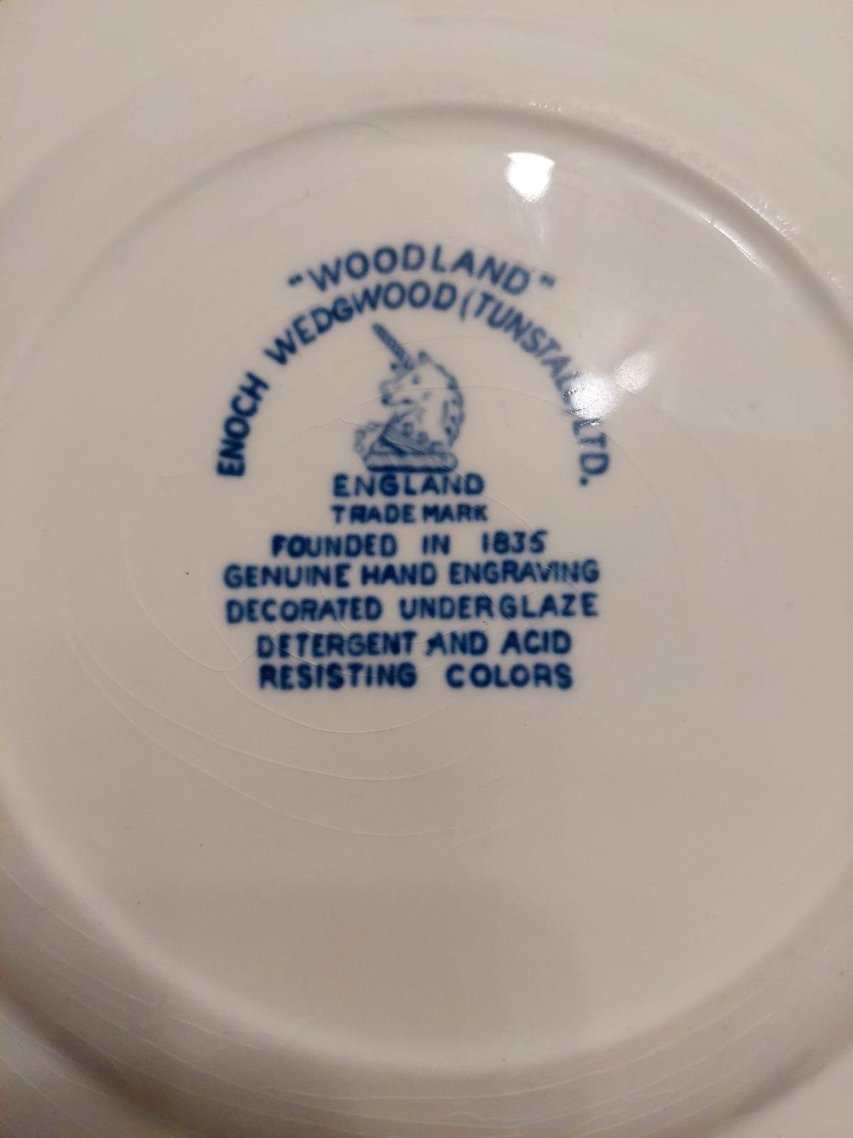 Plato de Postre Vintage Enoch Wedgwood “Woodland” – Loza Inglesa Azul - Imagen 3
